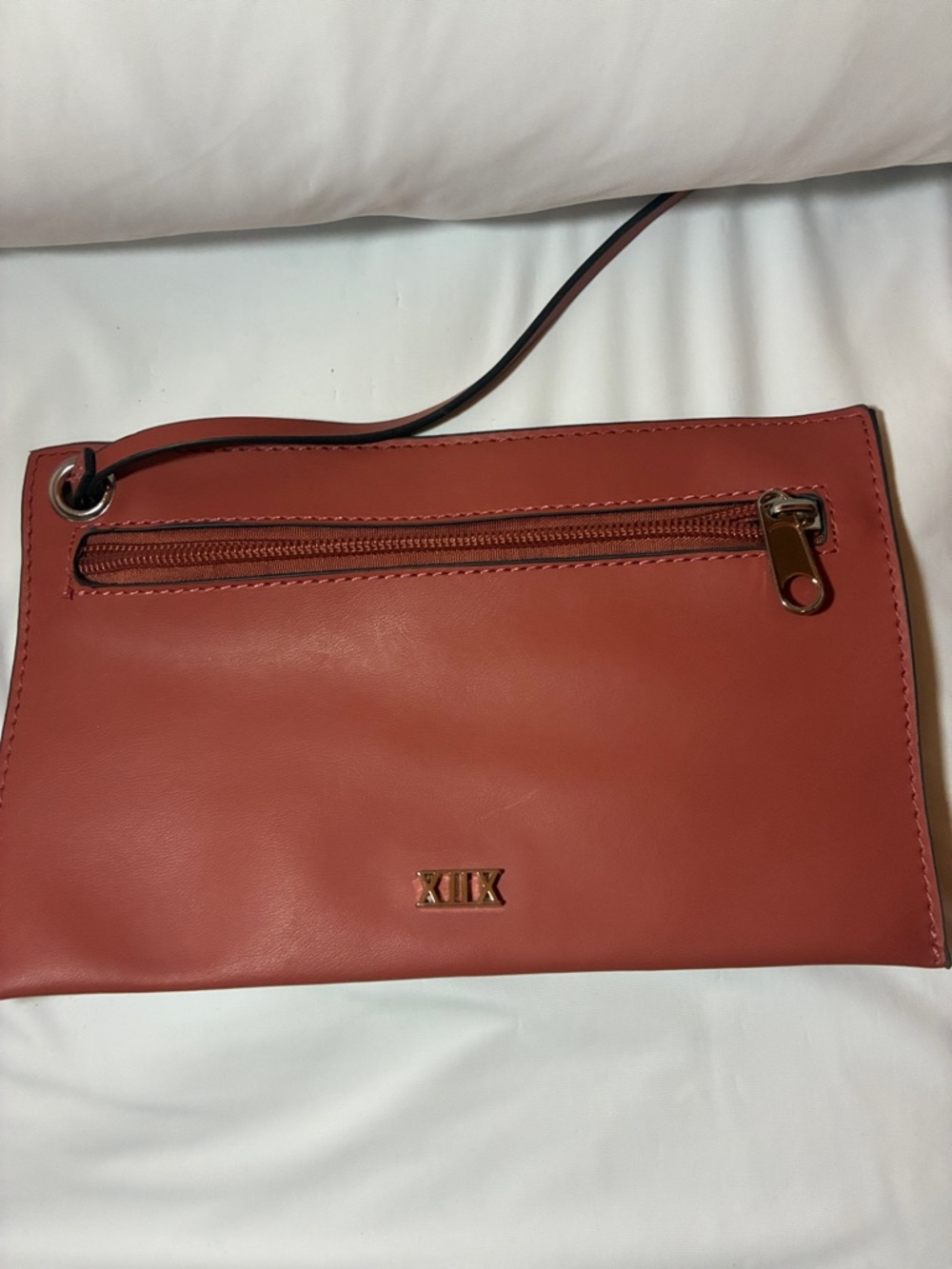 Collection XIIX Terracotta Red Leather Wristlet Clutch